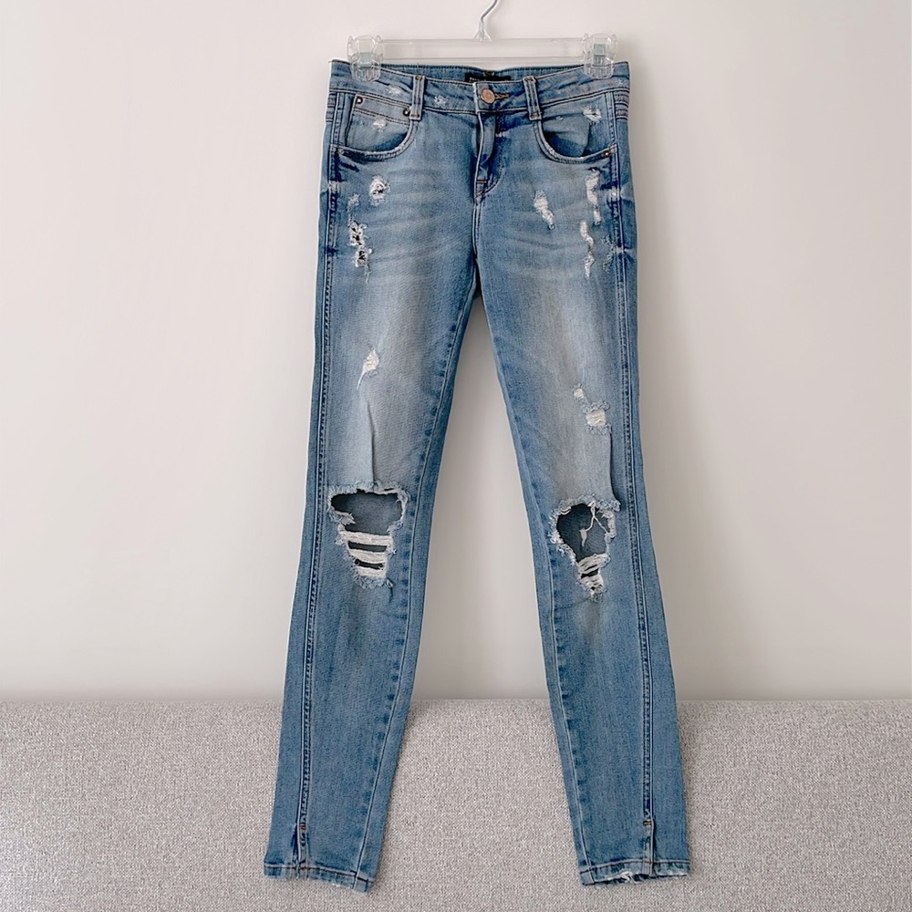 Zara Trafaluc Distressed Denim Jeans Size 00